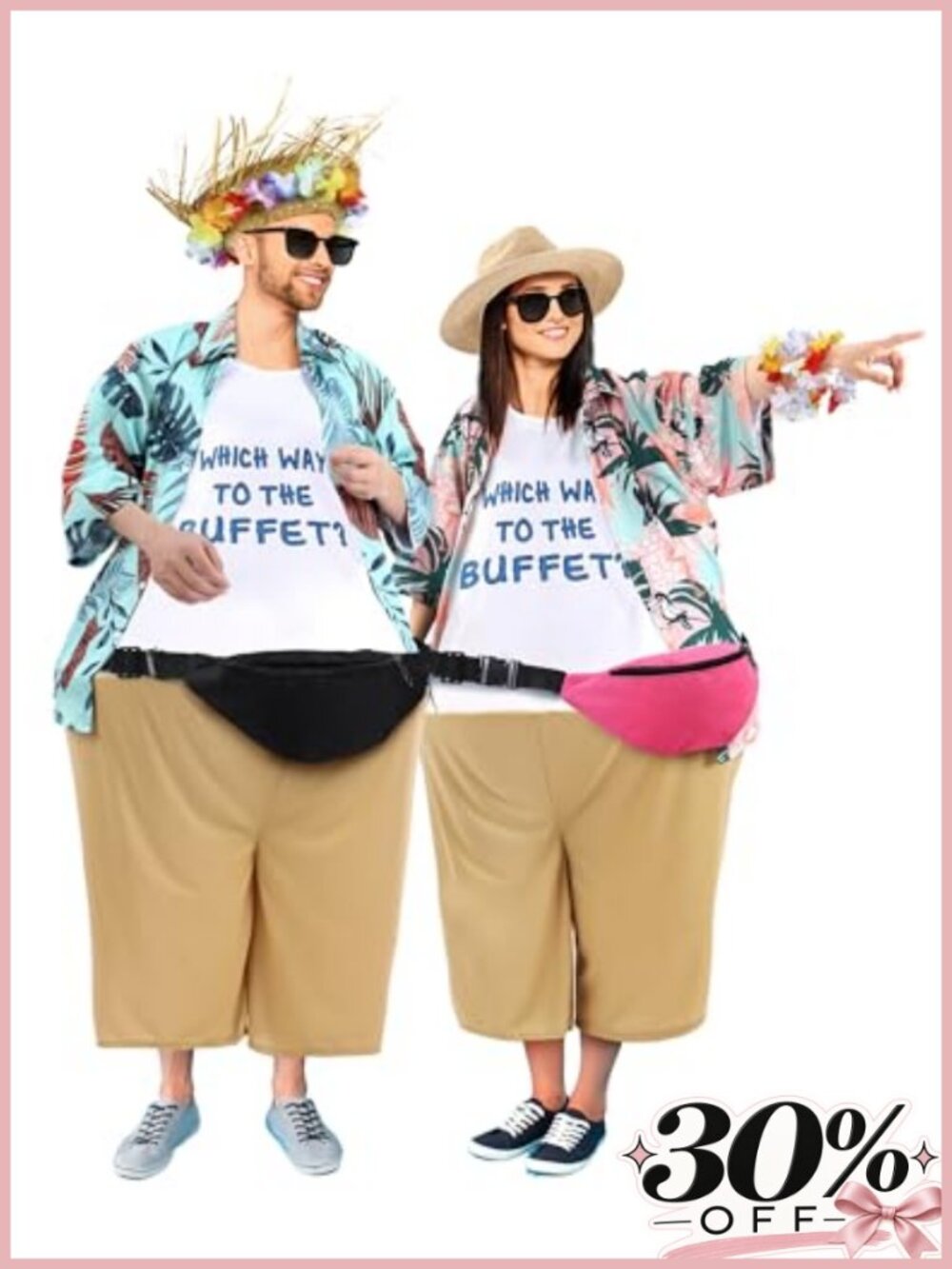Tacky Tourist Costume Set 12 Pcs Hawaiian Luau Outfit Adults